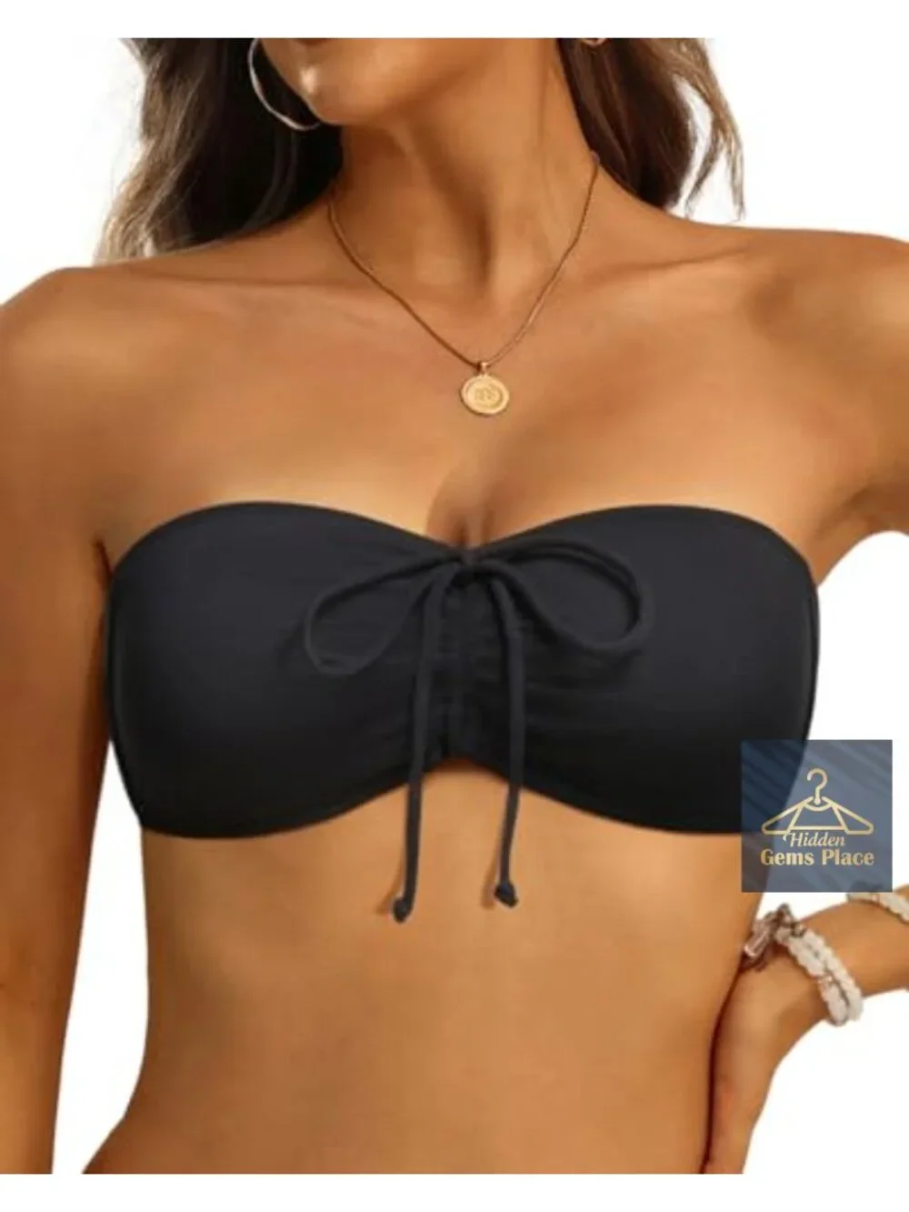 Women's Strapless Bandeau Bikini Top with Built-in Bra - Halter or Tube, Padded